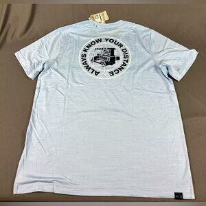 Puma Golf Shirt Tee T-Shirt Cloudspun Distance Knowledge Print Large Blue